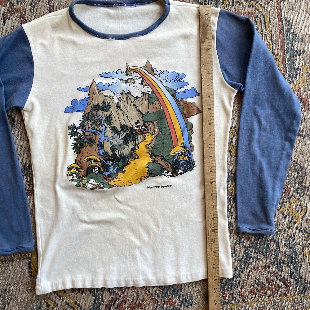 Vintage 60s 70s Walt Disney Productions Tee Shirt, Wild Psychedelic Design S/M - Picture 7 of 13